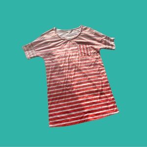 Coral striped shirt dress. Size large. Measurements in photos.